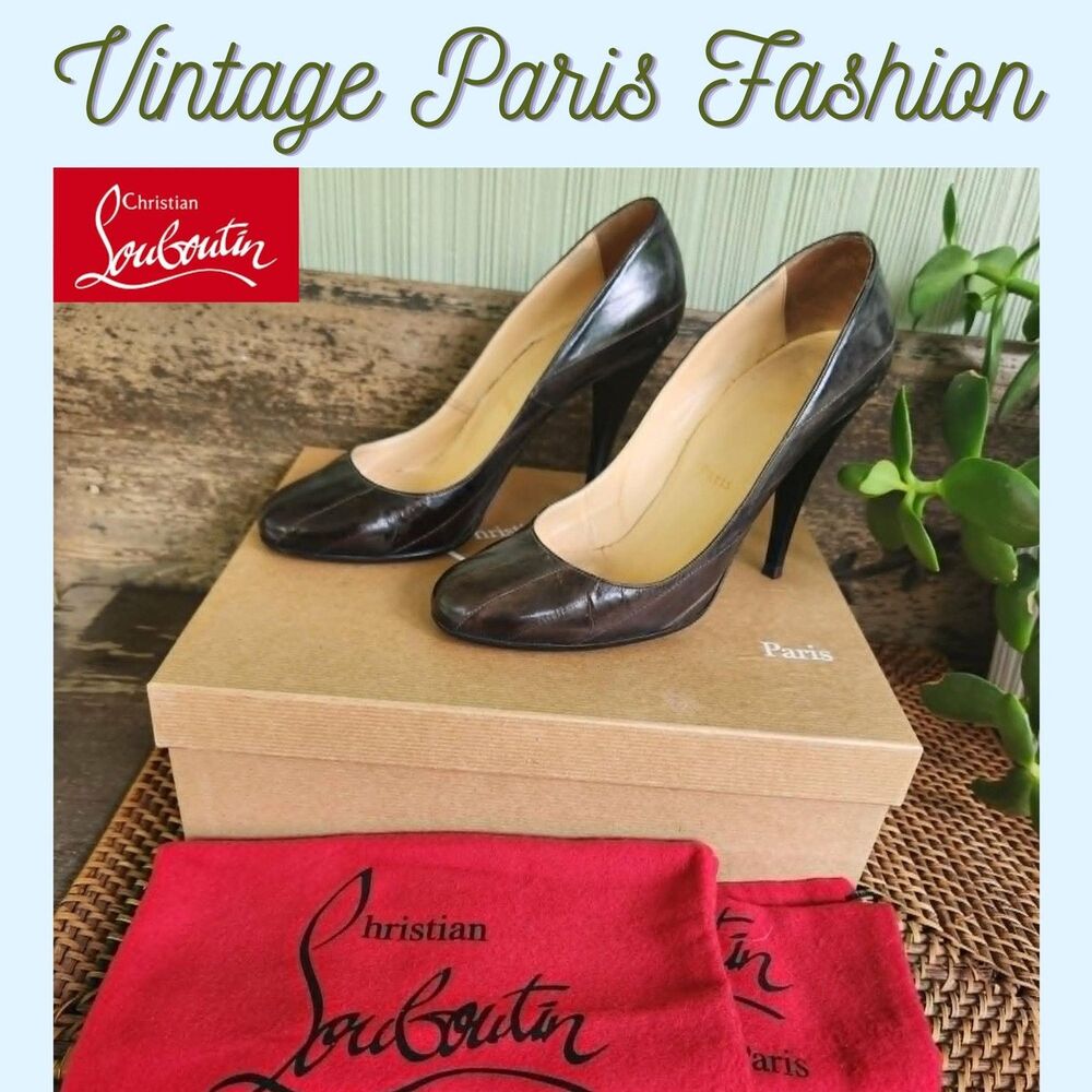 Louboutin Pumps Brown Leather Christian Louboutin Red Bottoms 38.5 Paris Chic - Picture 2 of 16